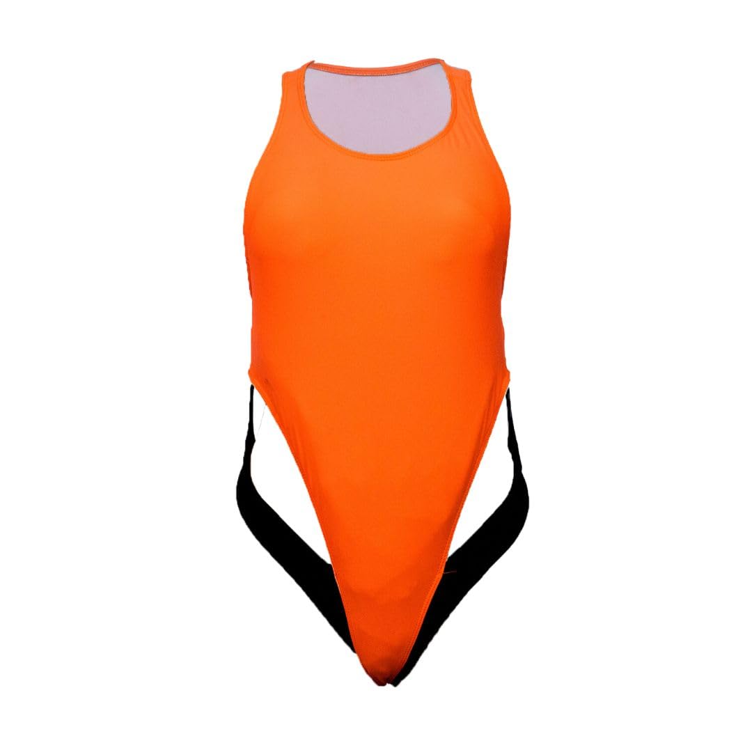 Bright Orange Monokini with Black Side Cut-Outs, Racer Back