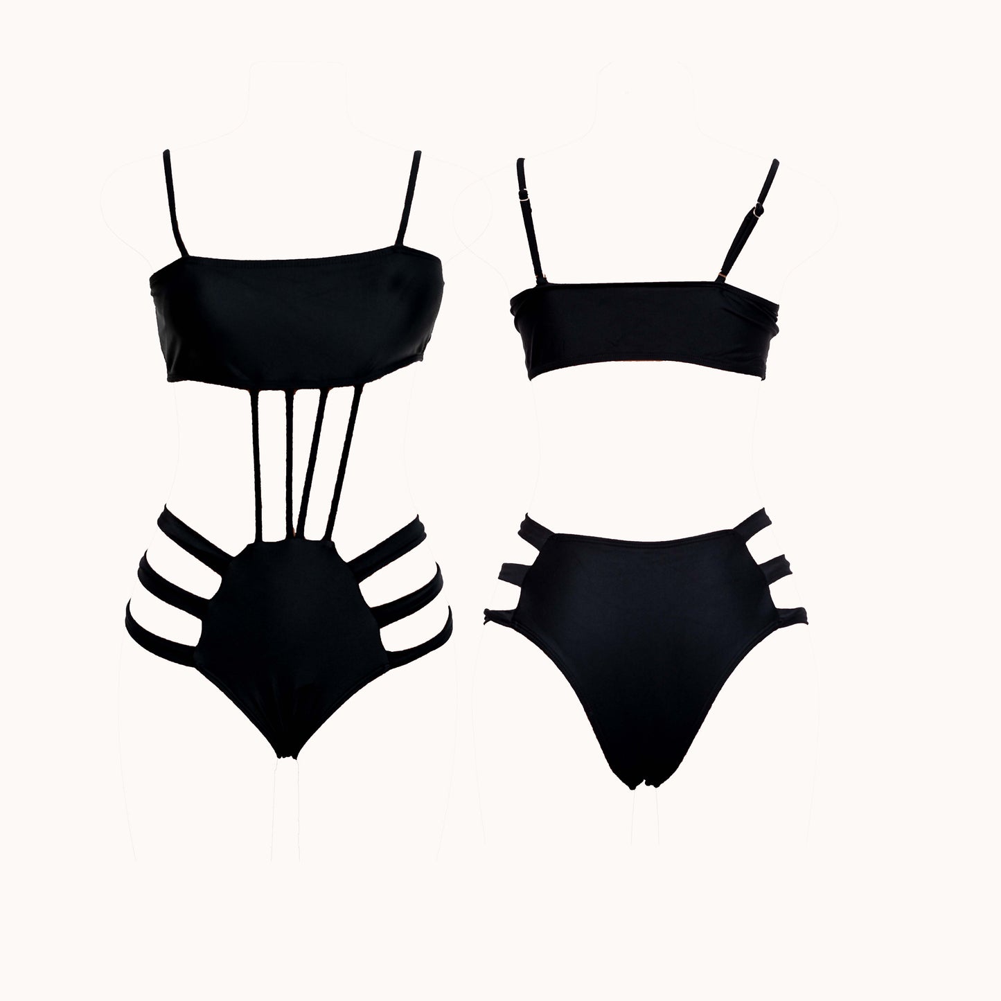 Black Hollow Cutout Monokini