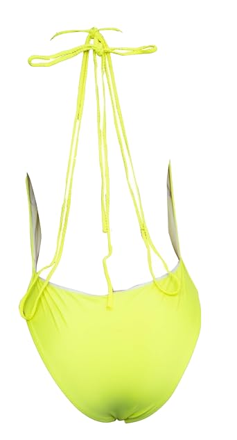 Deep Plunge Halter Monokini Swimsuit, Neon Green