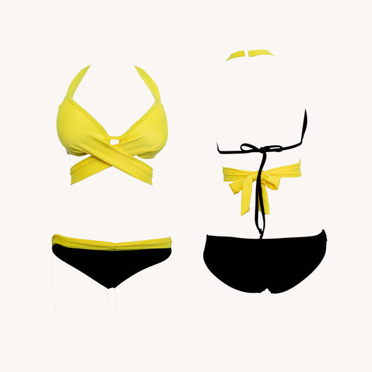 Halter Yellow & Black Bikini