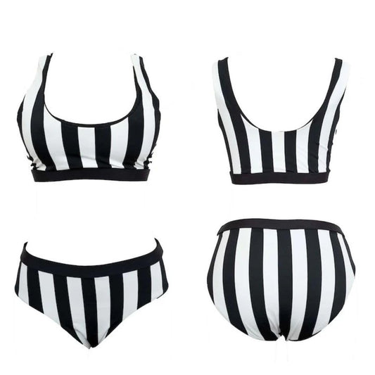 Striped Bikini Set, Black and White Referee Style
