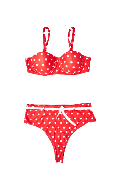 Red & White Polka Dot Laced Bikini