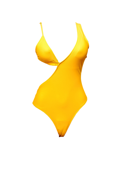 Yellow Cutout Bikini Top Monokini