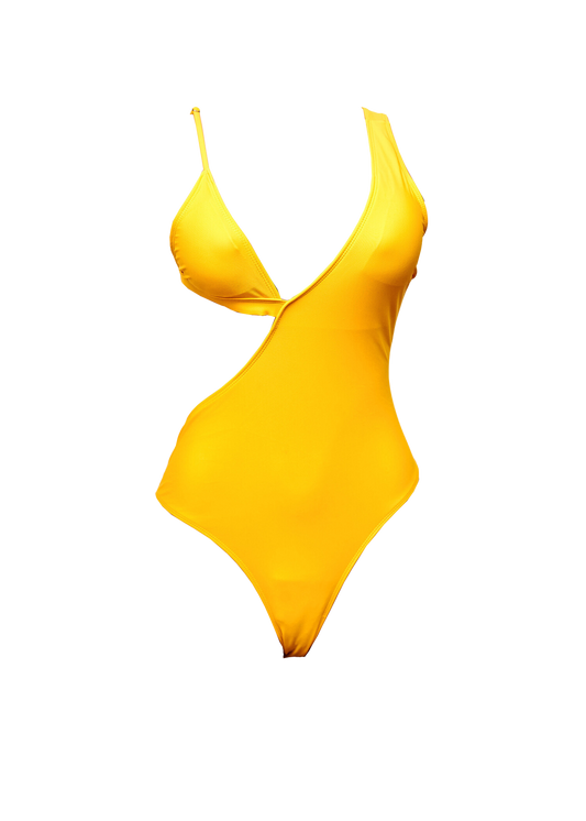 Yellow Cutout Bikini Top Monokini