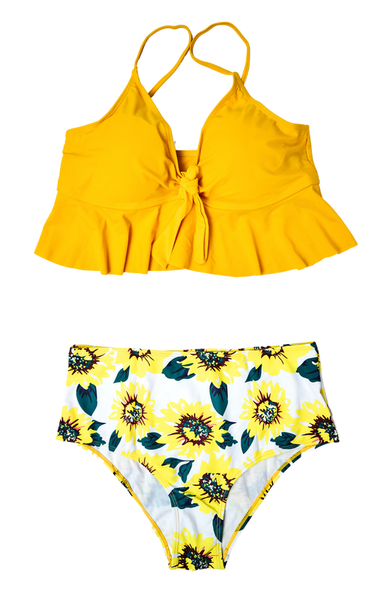 White & Yellow Floral Bikini