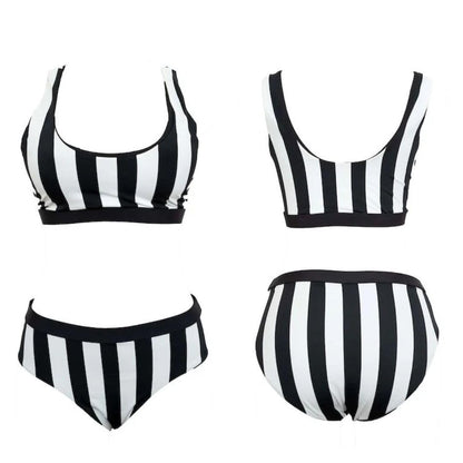 Striped Bikini Set, Black and White Referee Style