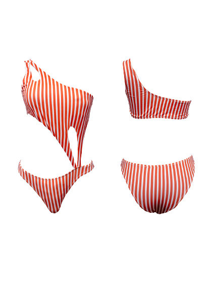 Red & White Striped Monokini