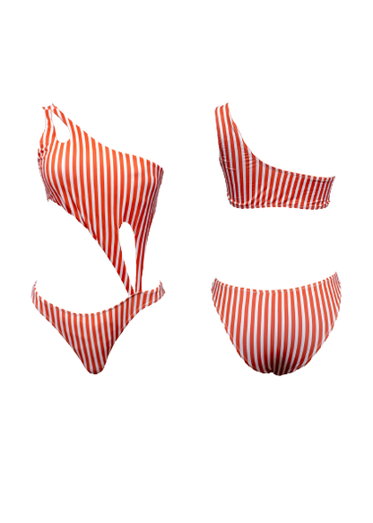 Red & White Striped Monokini