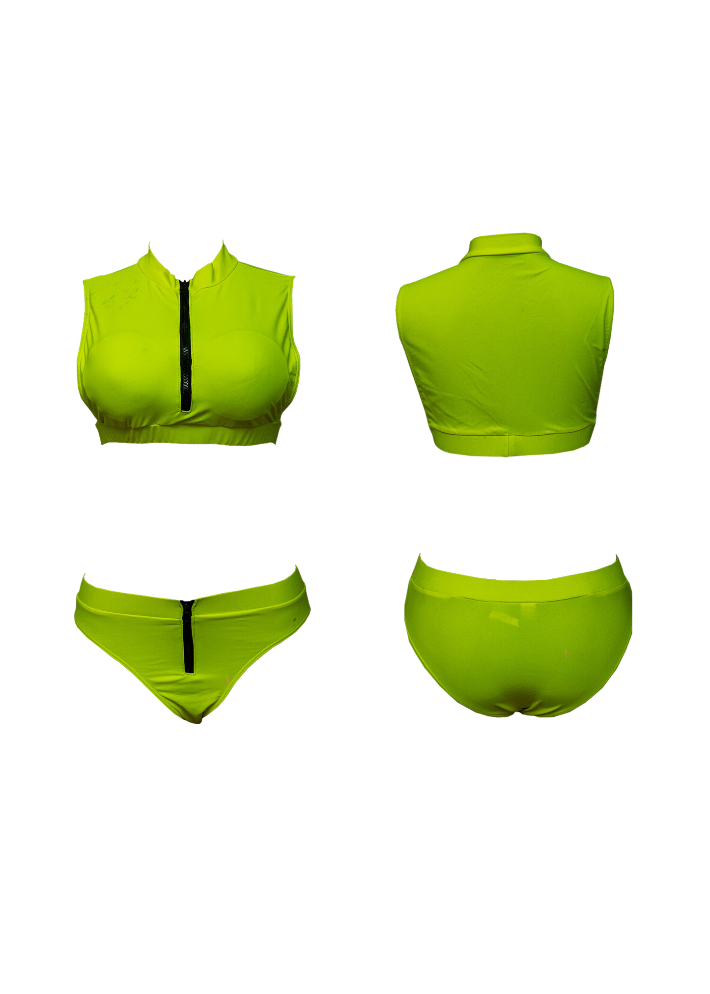 Neon Front Zipper Bikini