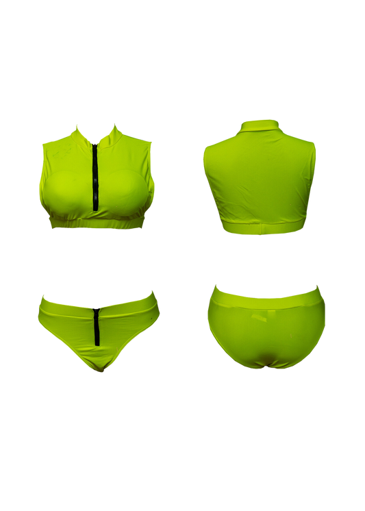 Neon Front Zipper Bikini