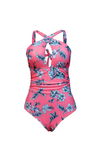 Pink Floral One Piece with Cutout