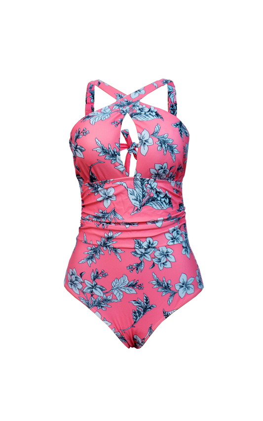 Pink Floral One Piece with Cutout