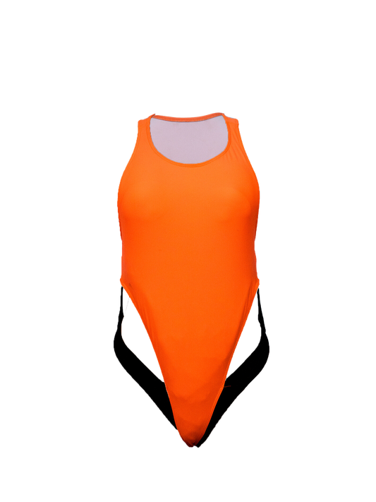 Orange with Black Side Cutout Monokini