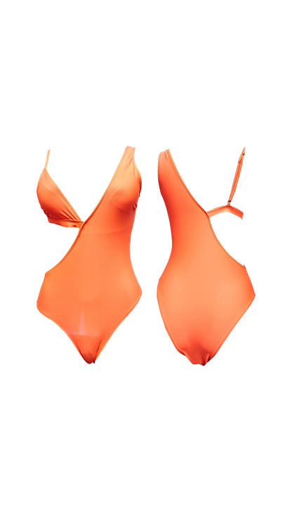 Orange Cutout Bikini Top Monokini