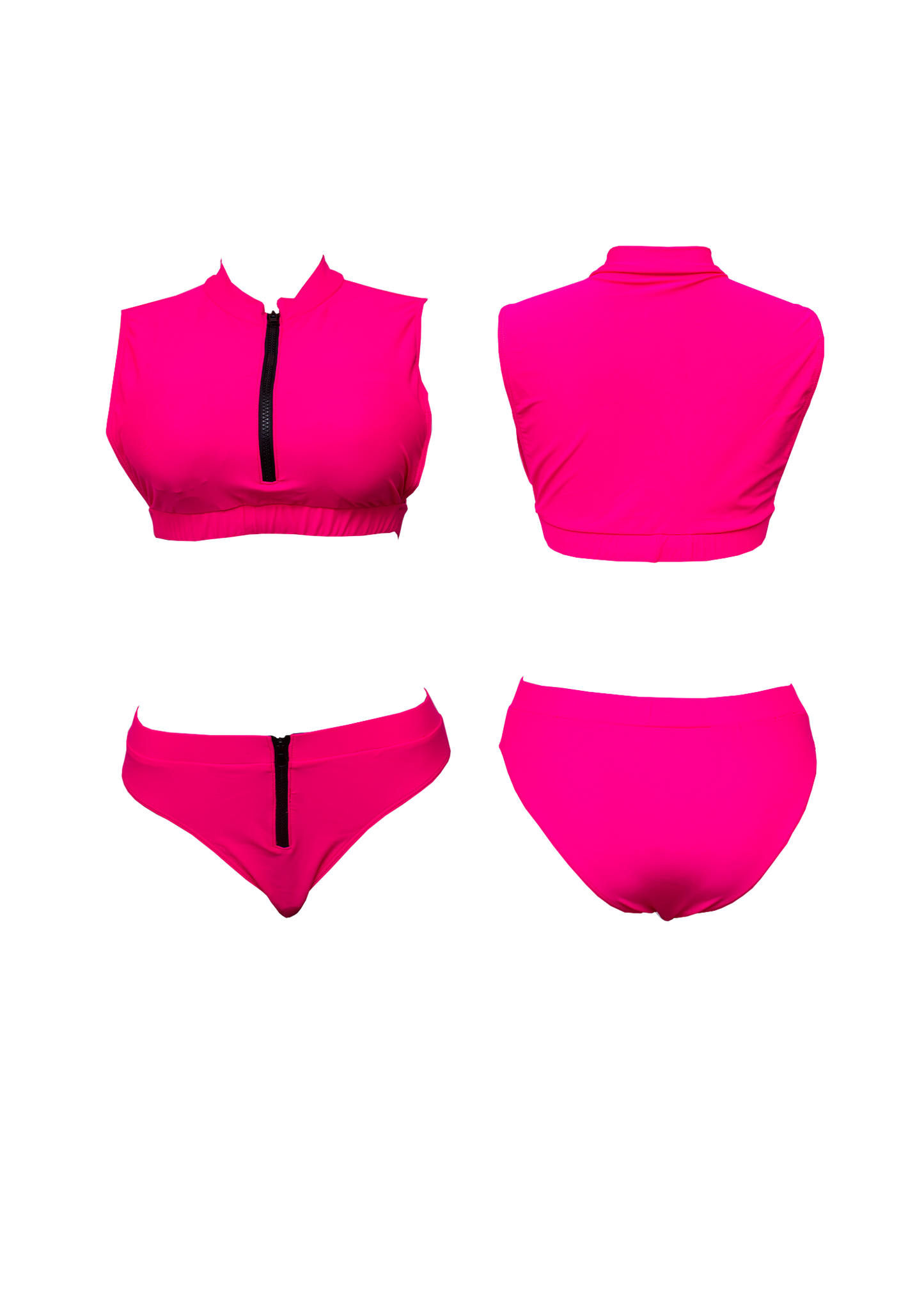 Neon Front Zipper Bikini