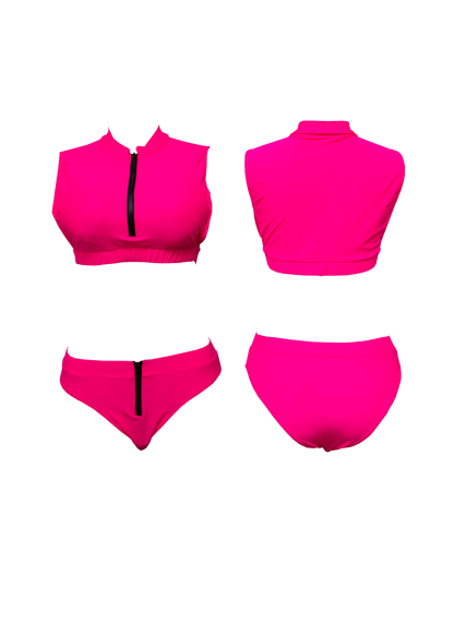 Neon Front Zipper Bikini