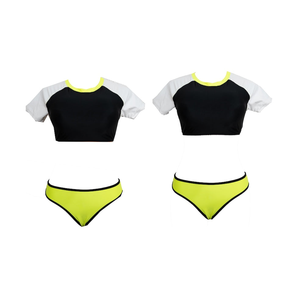 Short Sleeve Neon Lemon Bikini