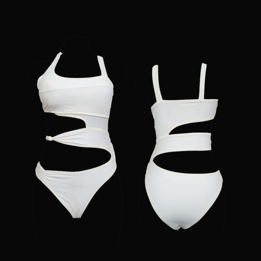 White Cutout Twist Monokini